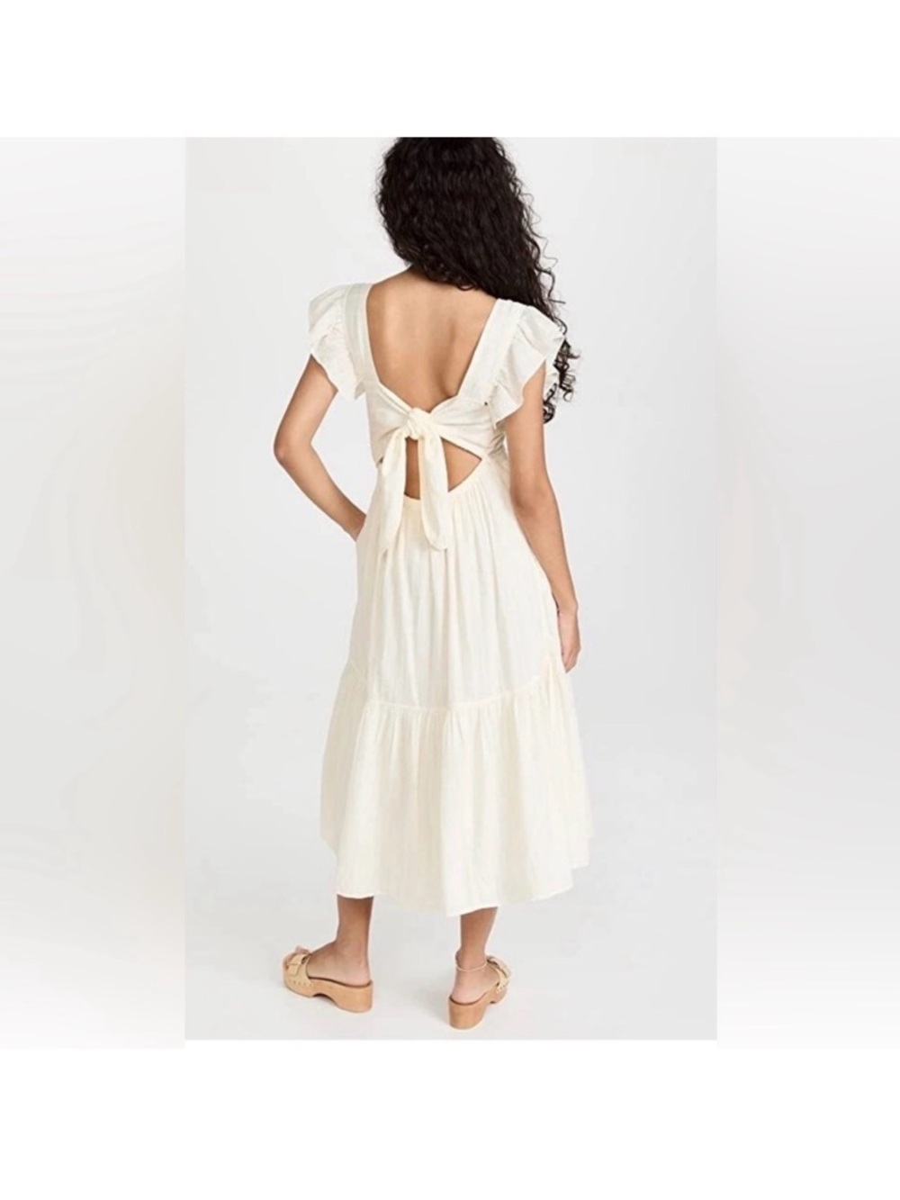 Madewell Cream Square-Neck Tie Back Dress